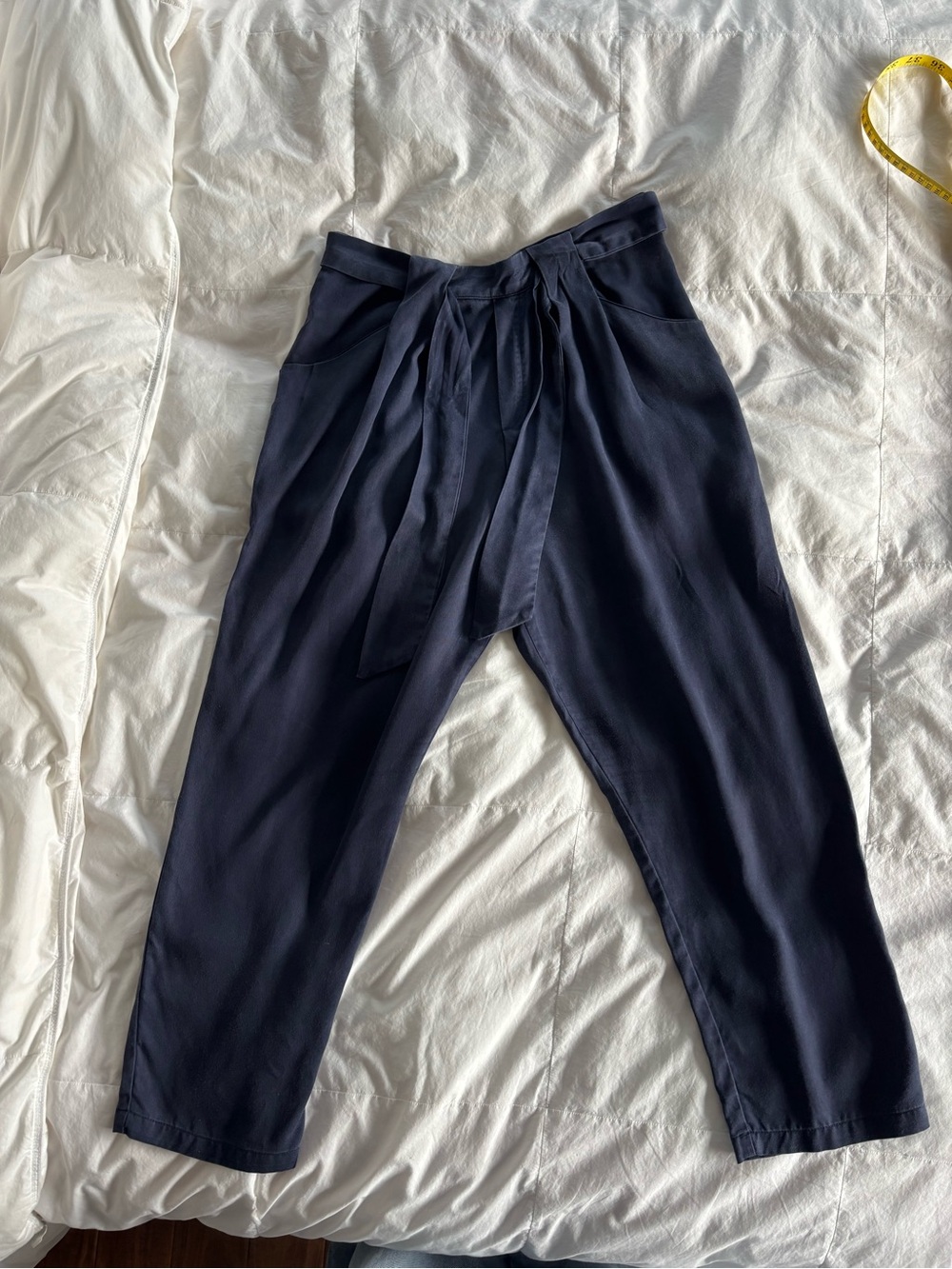 Amour Vert Navy Tie-Waist Chinos